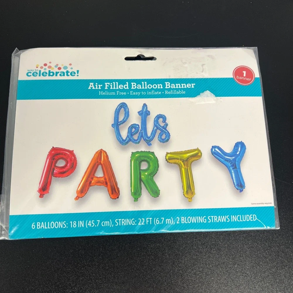 Lets Party Air Filled Balloon Banner Multicolor 18in Way to Celebrate